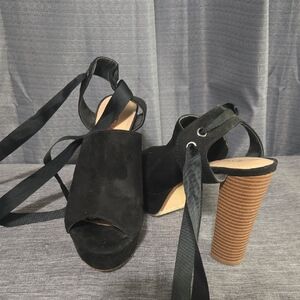 JustFab Black Suede Platform Heels